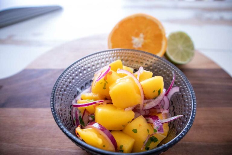 Mango ceviche recept — vegan, zomers, fruitig